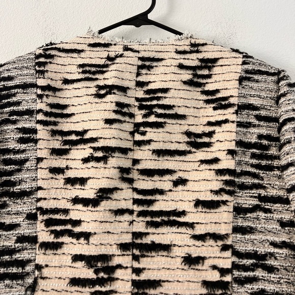 NWT Rebecca Taylor Patched Cream Black Button Front Tweed Jacket Size 6 - Picture 11 of 15